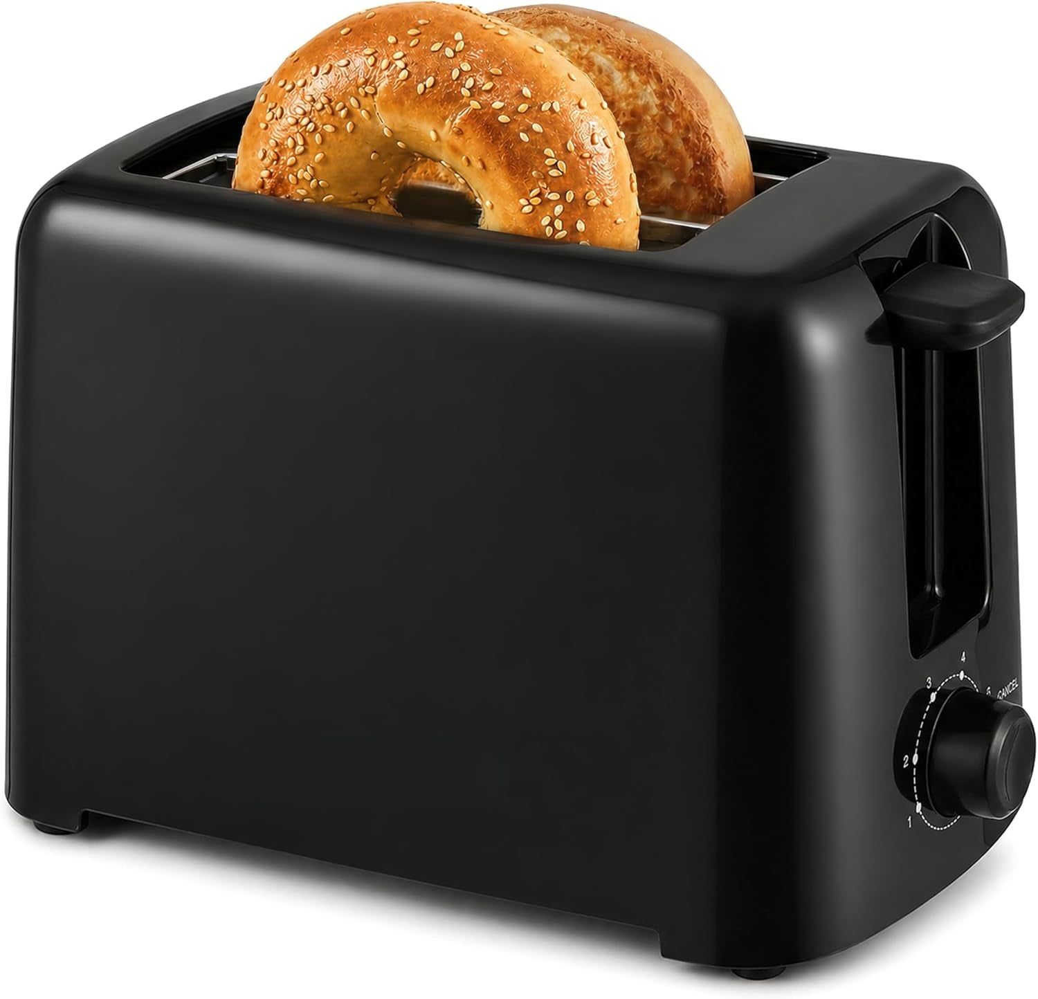 2-Slice Cool-Touch Toaster, Extra-Wide 1.25" Slots, Black | 6 Browning Levels, Fits Bagels & Thick Bread, Cancel Function, Compact & ETL Certified