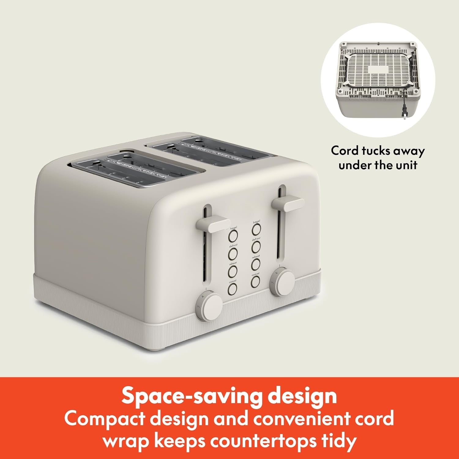 4-Slice Toaster with Extra Wide Slots, Oatmilk