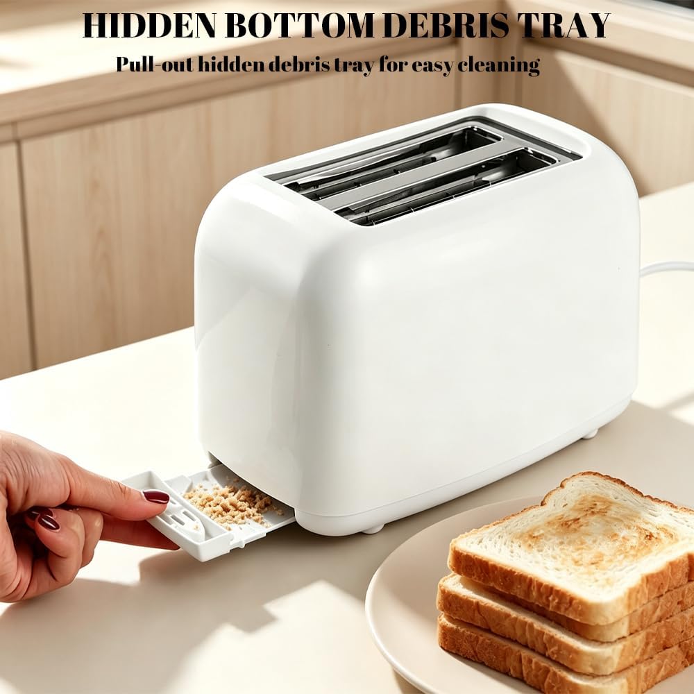 2-Slice Toaster, Extra Wide Slots for Bagels & Thick Bread, 6 Browning Settings, Removable Crumb Tray, Cancel Button