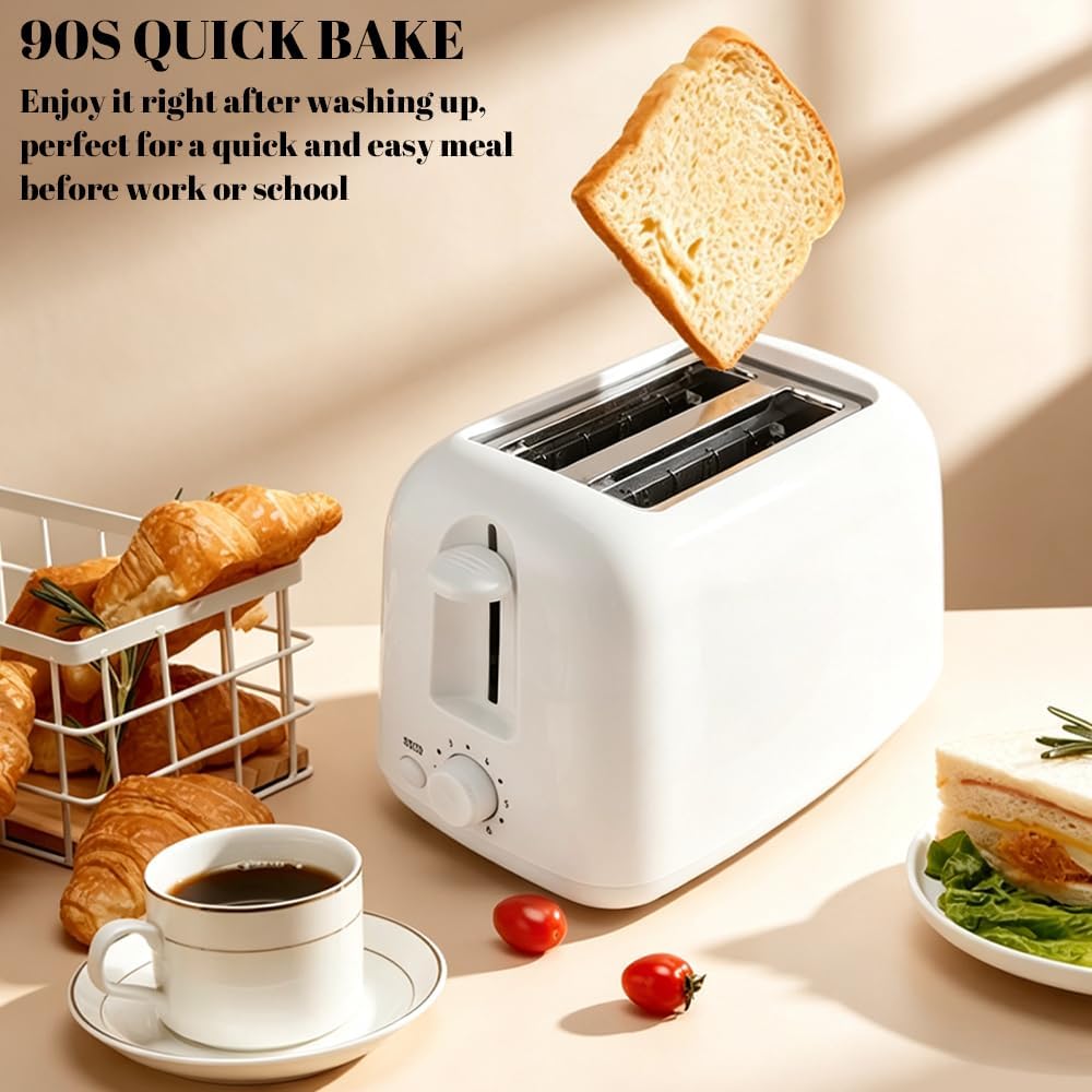 2-Slice Toaster, Extra Wide Slots for Bagels & Thick Bread, 6 Browning Settings, Removable Crumb Tray, Cancel Button