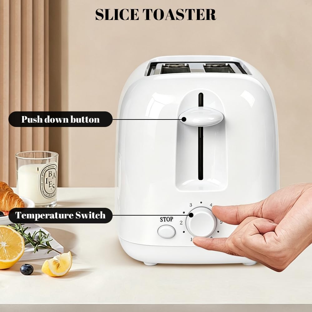 2-Slice Toaster, Extra Wide Slots for Bagels & Thick Bread, 6 Browning Settings, Removable Crumb Tray, Cancel Button