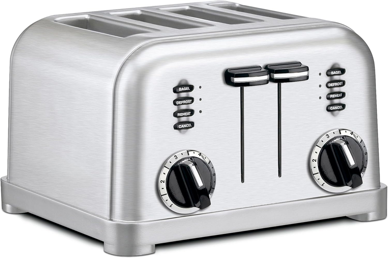 Toaster, Extra-Wide Slots, Stainless Steel, 4-Slice | Bagel, pastry & bread toaster with defrost/reheat functions, 6-setting browning dials & a slide-out crumb tray, CPT-180P1