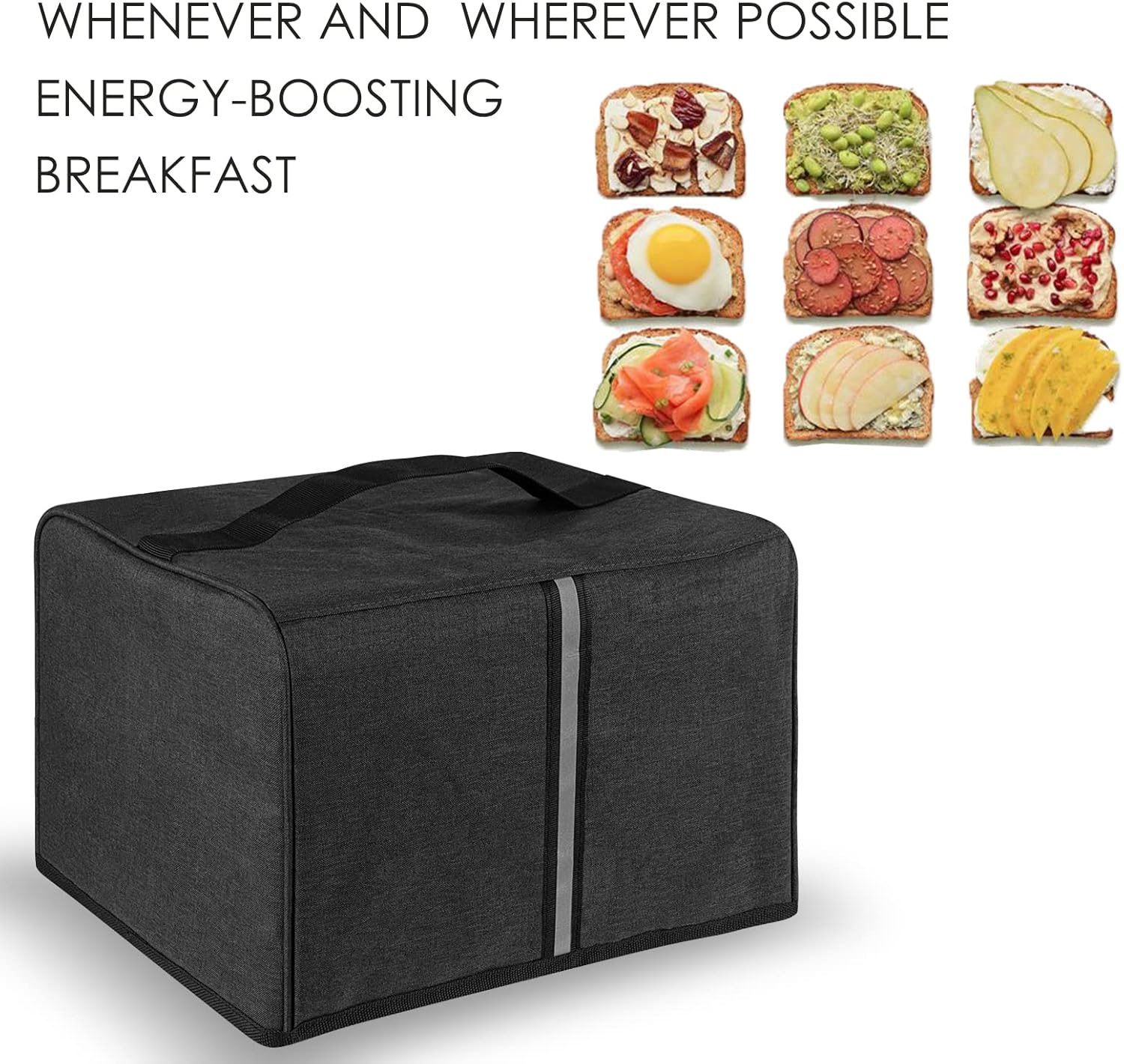 Toaster Cover Compatible with Most 4-slice Toasters, Toaster Cover Storage for Most 4-slice Toasters， Washable and Dust Protection (Dark Grey) | Thick Fabric Protection | Dust & Water Resistant | Easy Wipe Clean