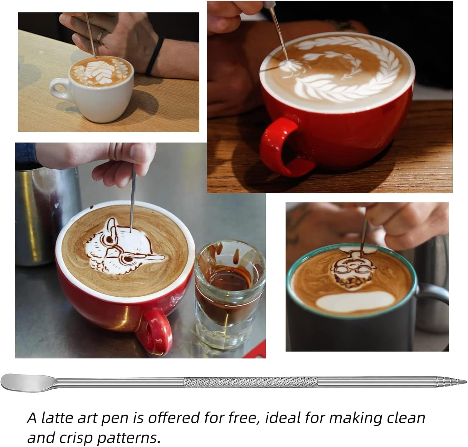 Milk Frother Pitcher 20 OZ, Espresso Milk Frothing Pitcher, Milk Steamer Cup Steaming Pitcher, Stainless Steel Coffee Froth Cup with Latte Art Pen for Coffee Cappuccino (Black)