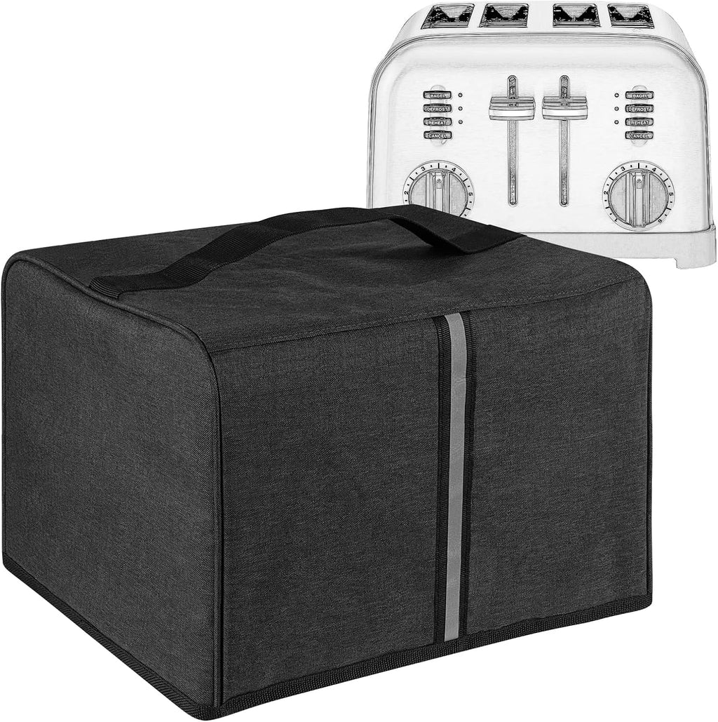 Toaster Cover Compatible with Most 4-slice Toasters, Toaster Cover Storage for Most 4-slice Toasters， Washable and Dust Protection (Dark Grey) | Thick Fabric Protection | Dust & Water Resistant | Easy Wipe Clean